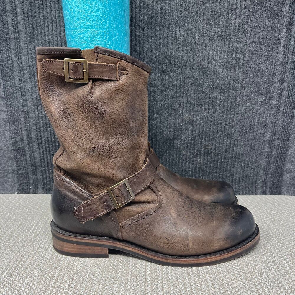 FreeBird Easton Harness Buckle Boots Brown Leather Pull On Mens 11